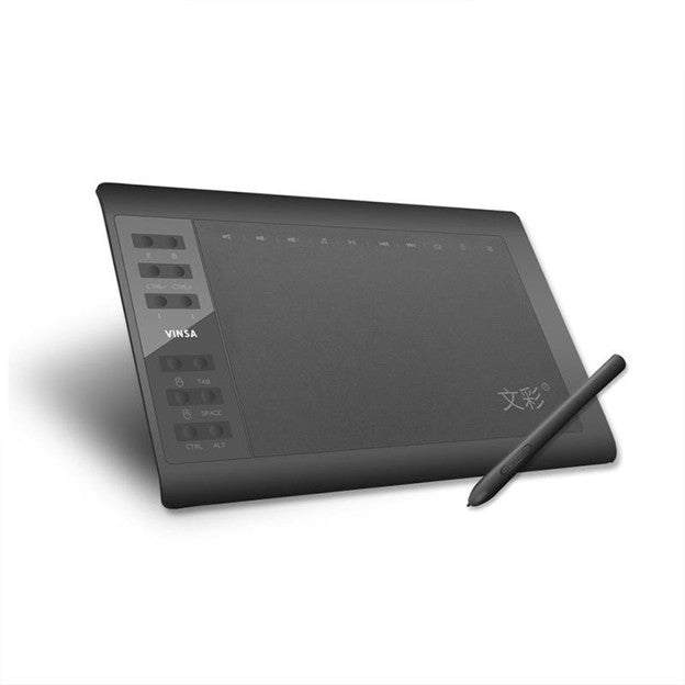 Graphite tablet with stylus on a white background