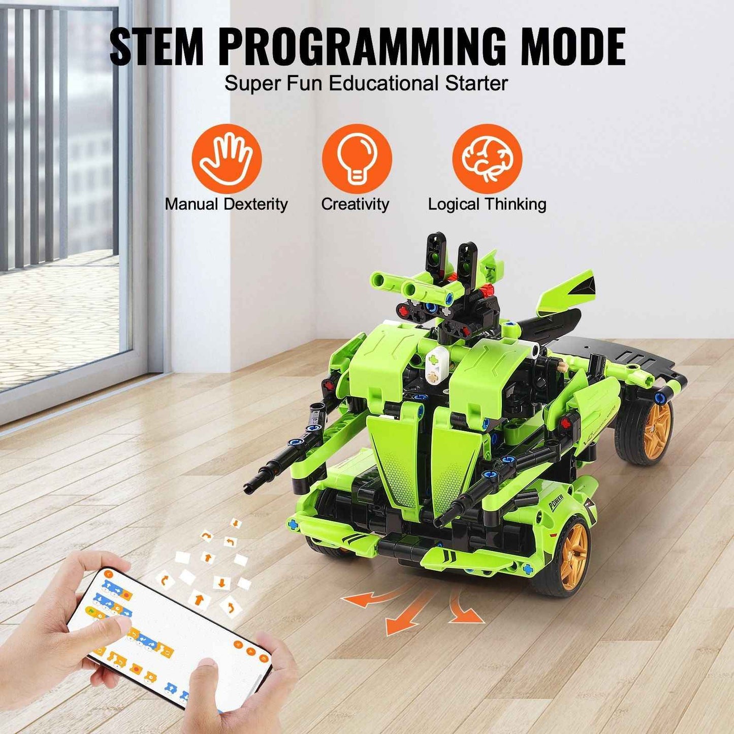 VEVOR STEM Building Toys for Kids 2 in 1 App & Remote Control Car/Robot 461 PCS