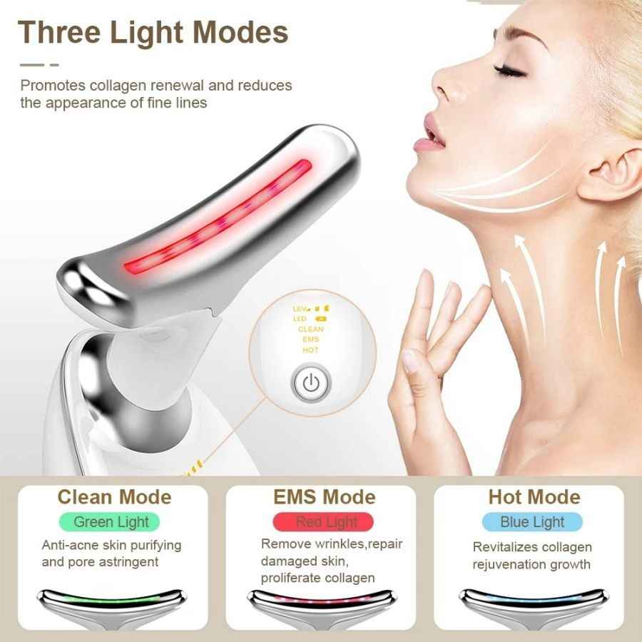 Face and Neck Massager in 3 Colors EMS Beauty Device Lifting Tighten Facial Massagers Wrinkle Remover Reduce Double Chin Devices for Women - Winima