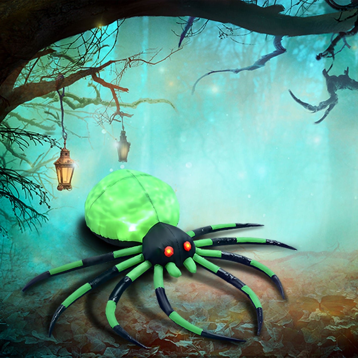 6 ft Halloween LED Yard Decor Crawling Spider, Blow Up Inflatable Outdoor Decoration for Garden, Waterproof - Winima