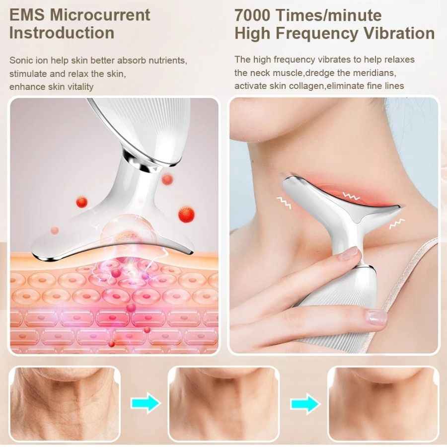 Face and Neck Massager in 3 Colors EMS Beauty Device Lifting Tighten Facial Massagers Wrinkle Remover Reduce Double Chin Devices for Women - Winima