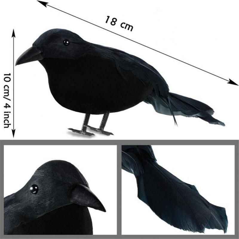 Halloween Black Crow Prop - Scary Raven Model for Party Decor - Winima