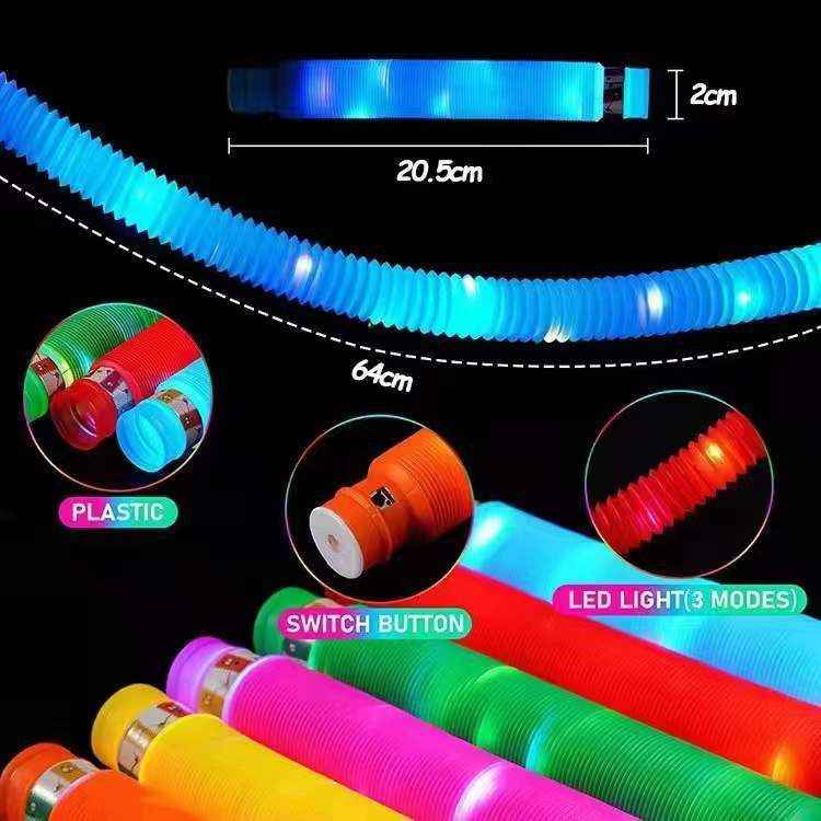 12 PCS Light up LED Pop Tubes; Glow Sticks Necklaces & Bracelets Party Pack; Glow in The Dark Party Favor Supplies Decoration for Halloween; Wedding; Birthday; Camping Games & Activities - Winima