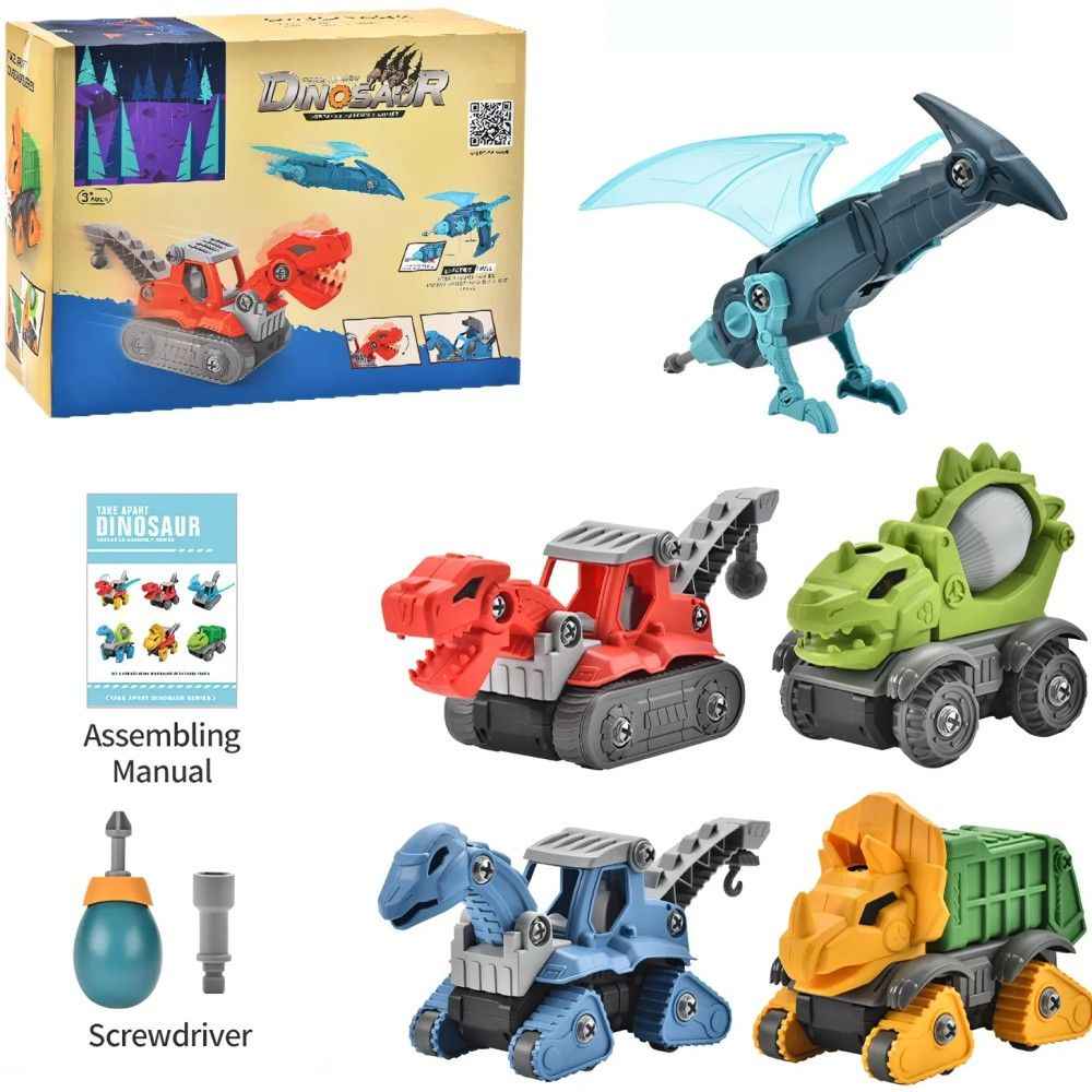 Dinosaur Take Apart Toy Set with Electric Drill - 5 Pack Construction Fun for Kids