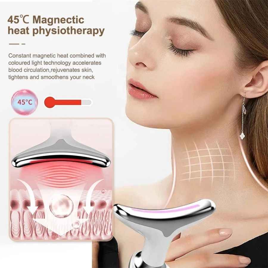 Face and Neck Massager in 3 Colors EMS Beauty Device Lifting Tighten Facial Massagers Wrinkle Remover Reduce Double Chin Devices for Women - Winima