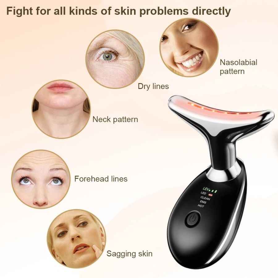 Face and Neck Massager in 3 Colors EMS Beauty Device Lifting Tighten Facial Massagers Wrinkle Remover Reduce Double Chin Devices for Women - Winima