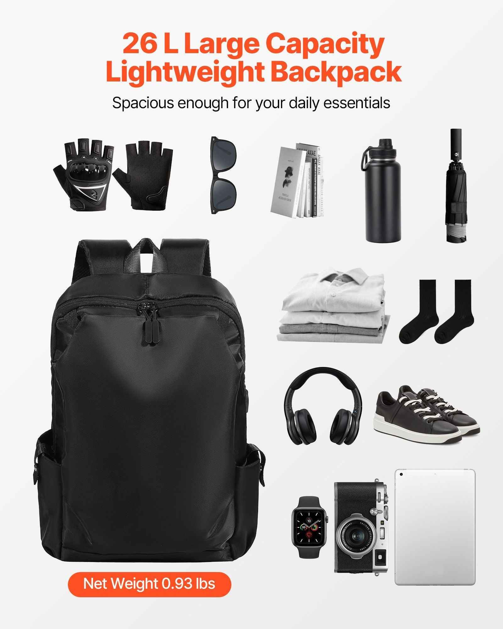 Black Lightweight Backpack - Winima