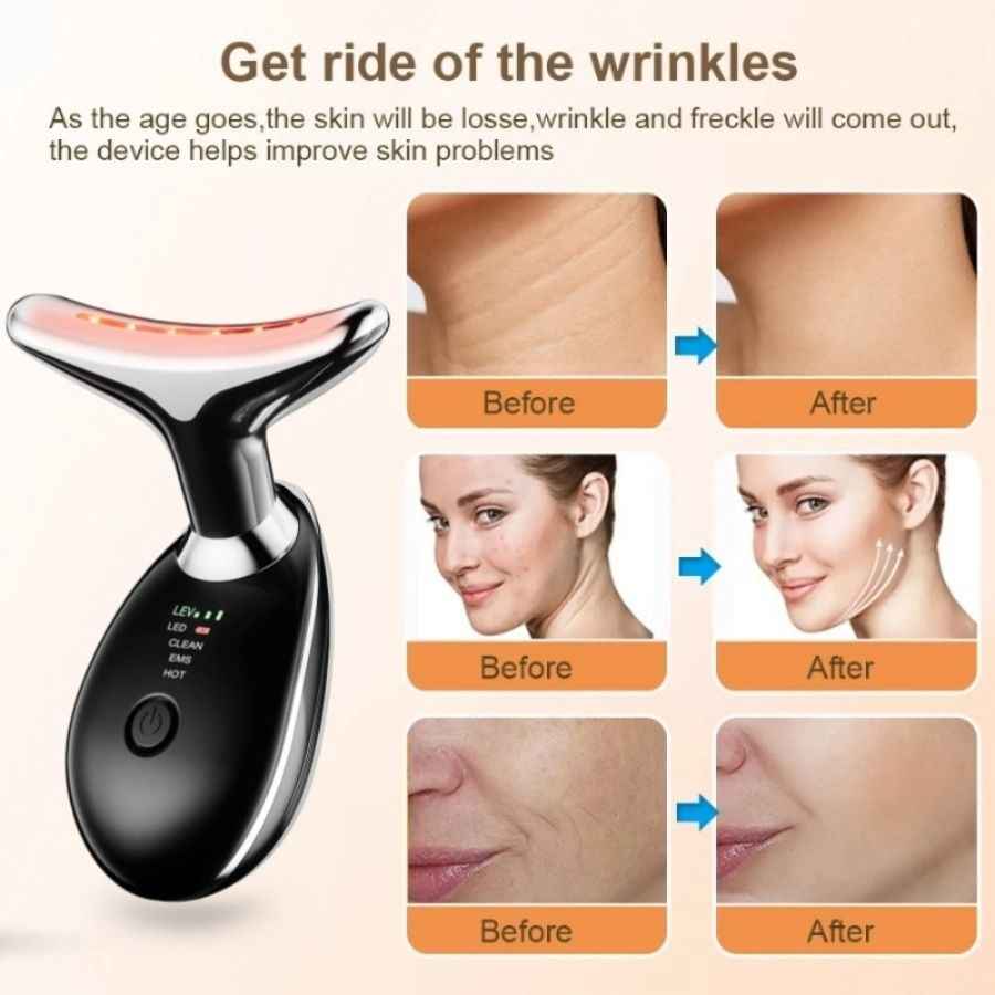 Face and Neck Massager in 3 Colors EMS Beauty Device Lifting Tighten Facial Massagers Wrinkle Remover Reduce Double Chin Devices for Women - Winima