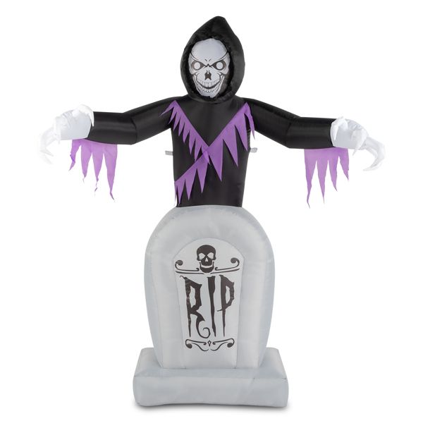 8ft Halloween Inflatable Grim Reaper with Graveyard LED String Lights Decoration - Winima