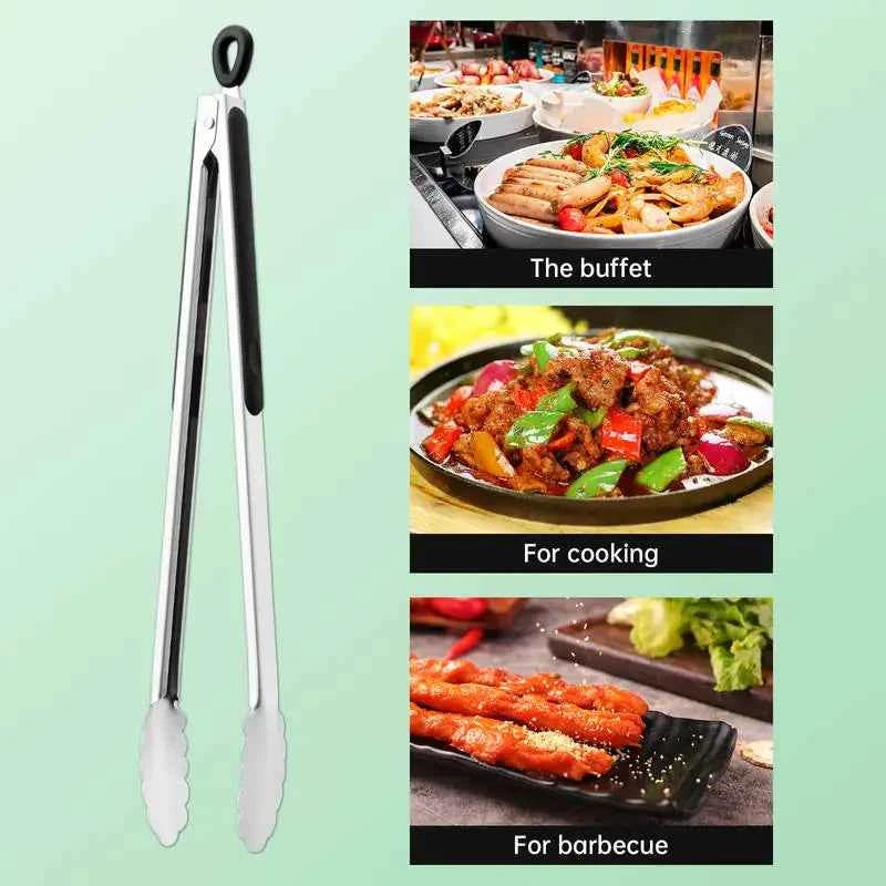 Extra Long Premium Stainless Steel Grill Tongs (1pc)