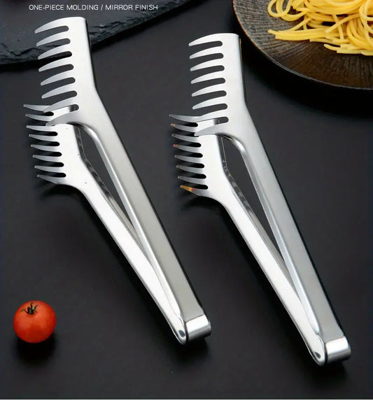 Stainless Steel Noodle Tongs - 9in Durable Cooking Utensils for Perfect Pasta - Winima