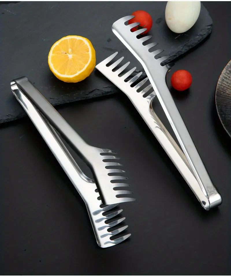 Stainless Steel Noodle Tongs - 9in Durable Cooking Utensils for Perfect Pasta - Winima