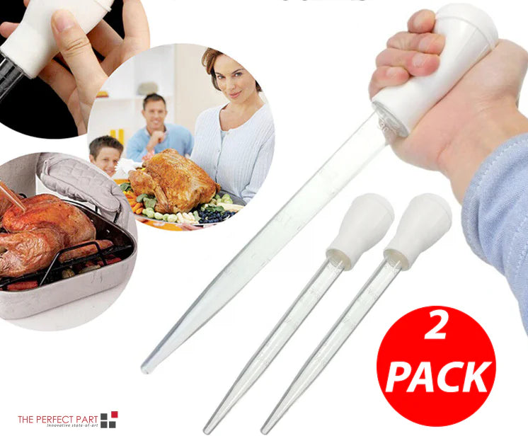 2 PCS Meat & Poultry Baster Heat Resistant BPA Free Turkey Syringe Flavor 30ML - Winima