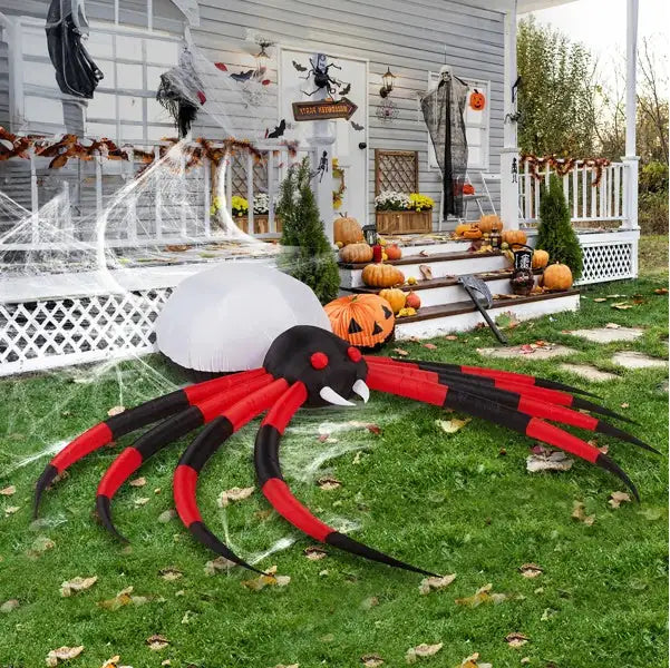 11.8 FT Halloween Inflatables Crawling Spider Outdoor Decorations With Rotating LED Lights - Winima