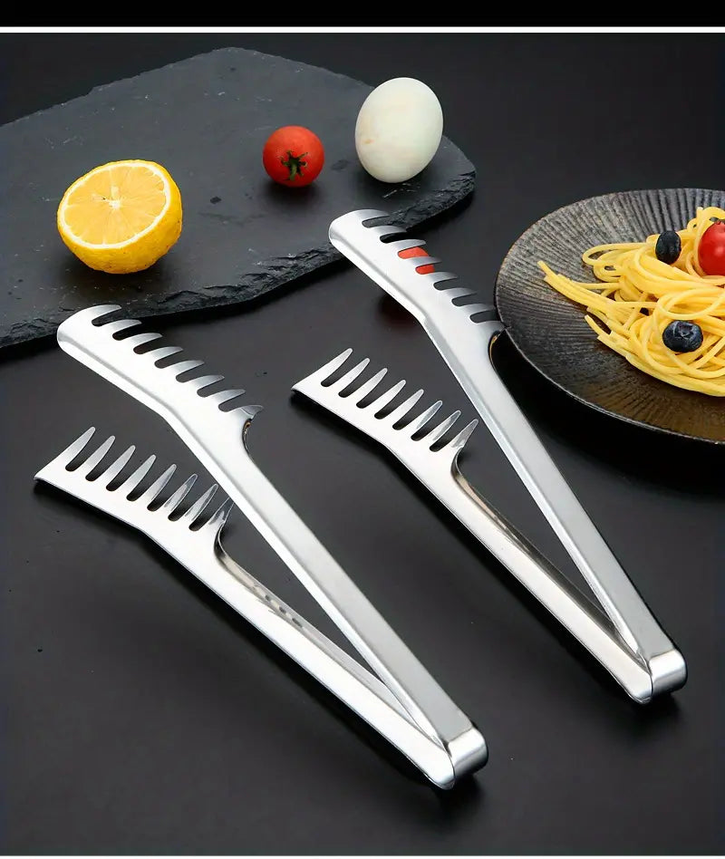 Stainless Steel Noodle Tongs - 9in Durable Cooking Utensils for Perfect Pasta - Winima