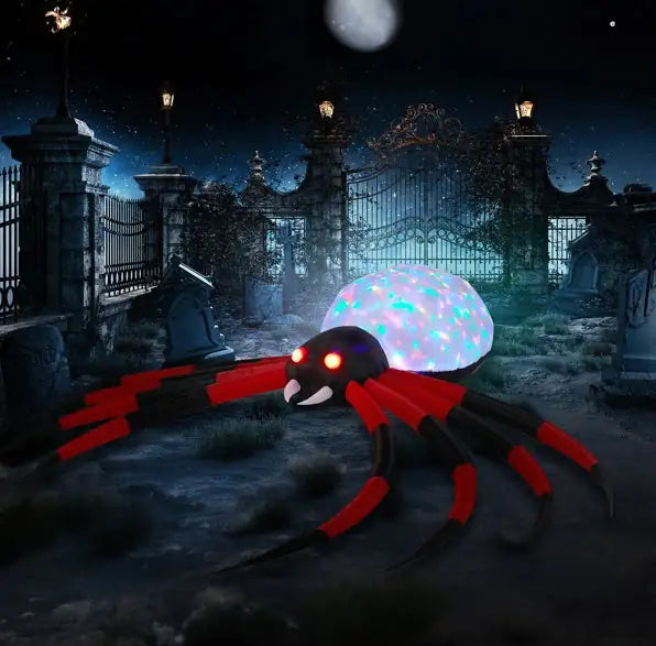 11.8 FT Halloween Inflatables Crawling Spider Outdoor Decorations With Rotating LED Lights - Winima