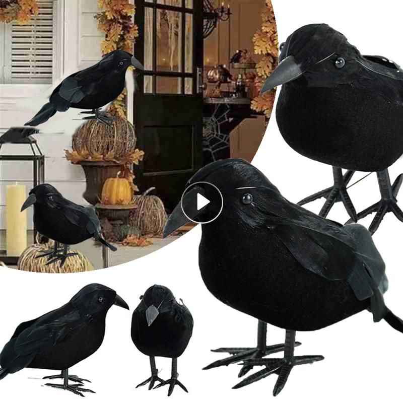 Halloween Black Crow Prop - Scary Raven Model for Party Decor - Winima