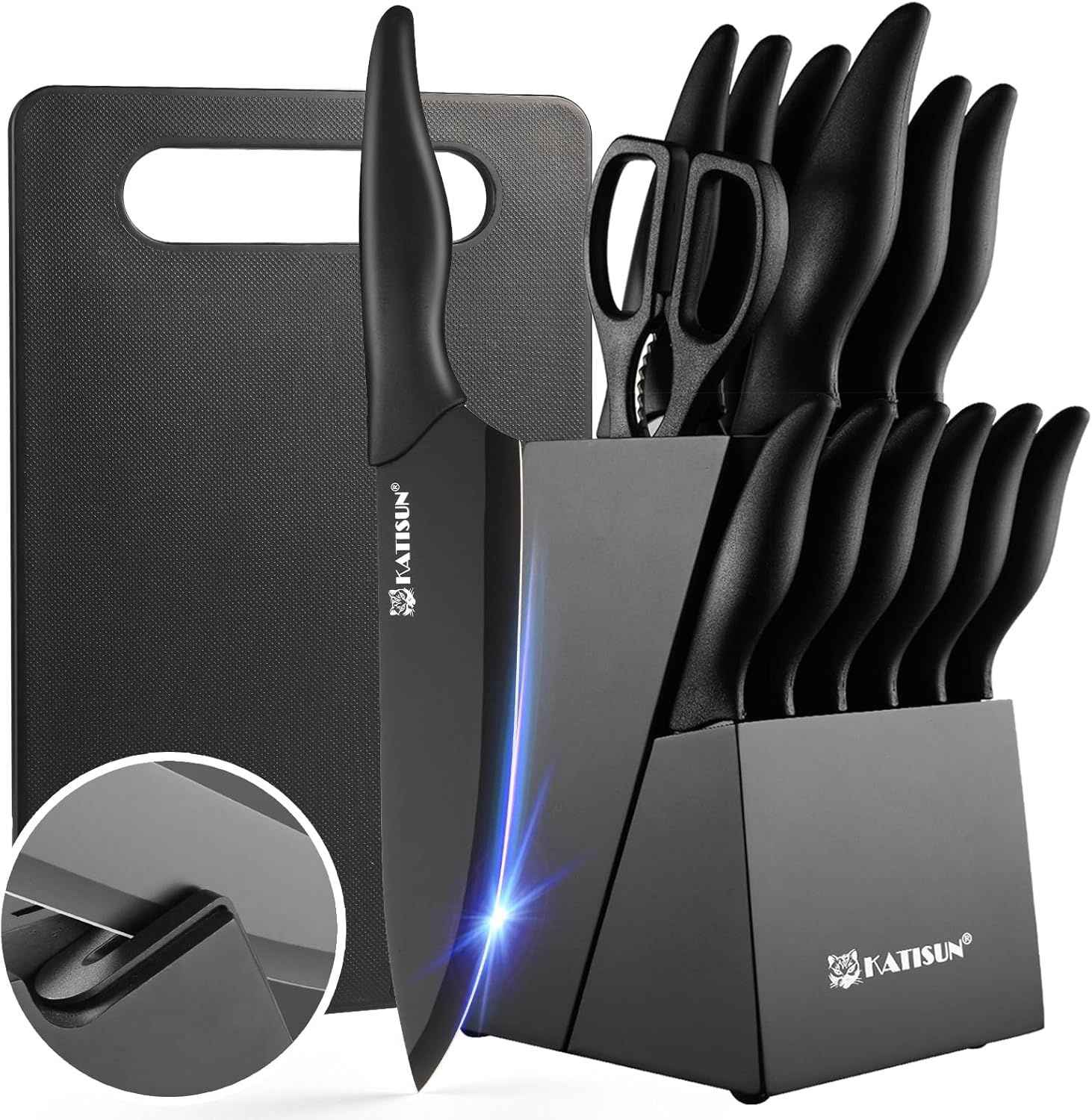 Kitchen Knife Block Set with Cutting Board - Winima