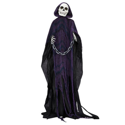 Life-Size Grim Reaper Animatronic for Halloween Outdoor Decoration with Chains & Sound Effects - Winima