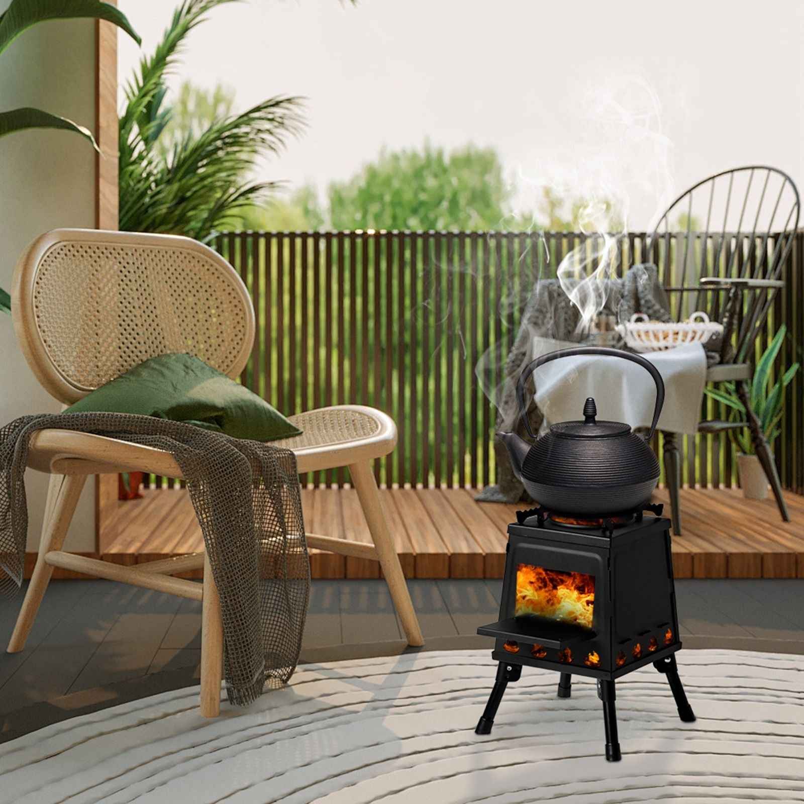 Portable Camping Stove with Detachable Black Iron Panels - Winima