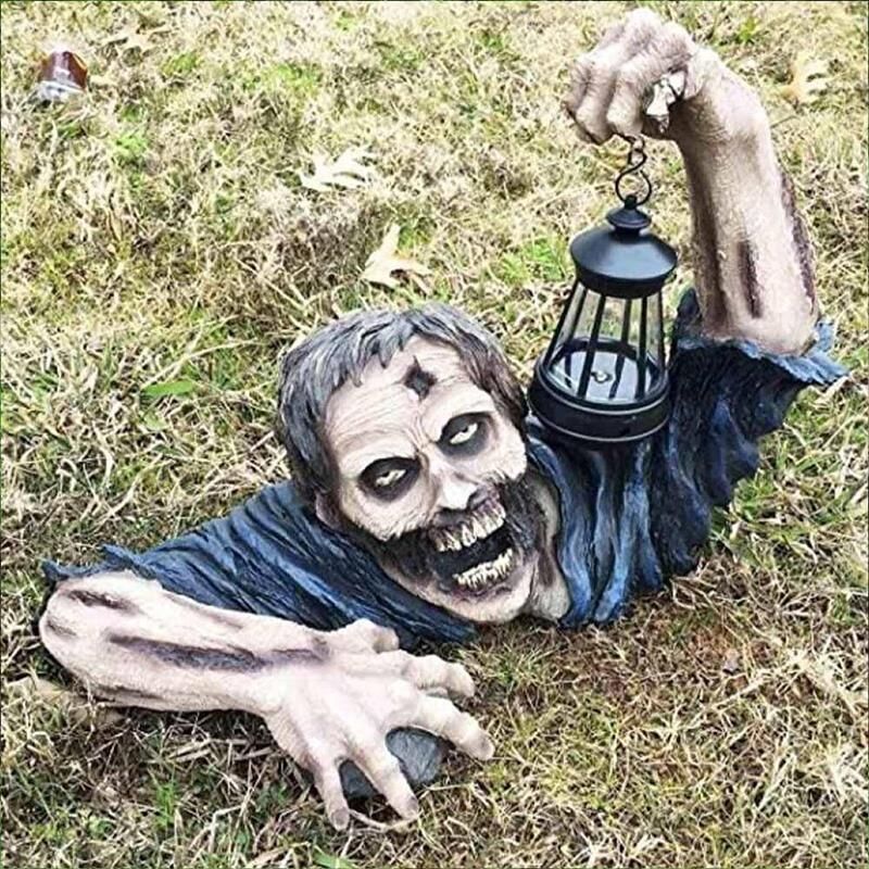Crawling Zombie Outdoor Light Figure with Scary LED Lantern - Winima