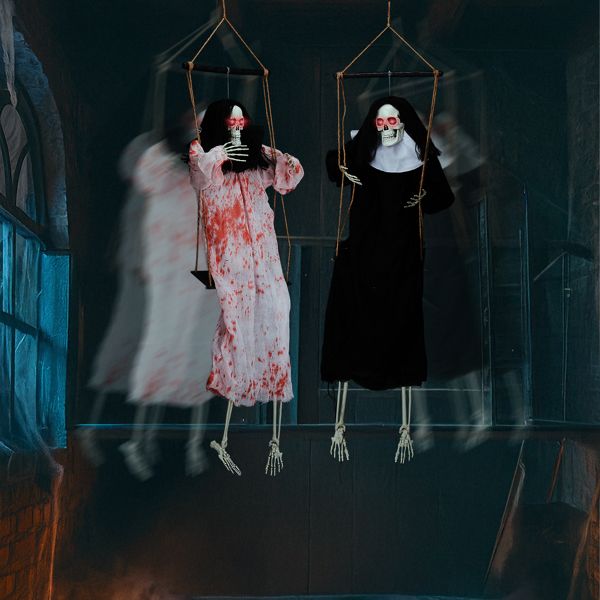 Haunting Ghostly Duo - Halloween Yard Decor with Illuminated Eyes and Frightening Design - Winima