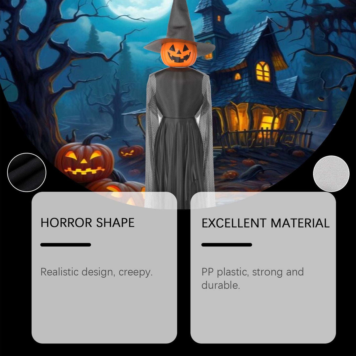 Spooktacular Light-Up Pumpkin Witch and Ghost Yard Decoration Set - Winima