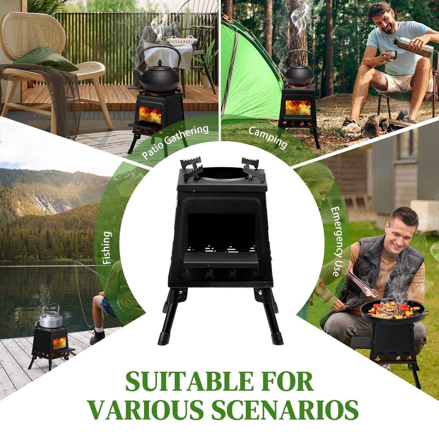 Portable Camping Stove with Detachable Black Iron Panels - Winima