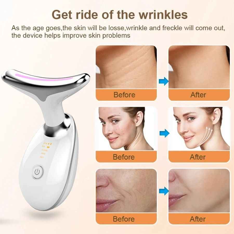 Face and Neck Massager in 3 Colors EMS Beauty Device Lifting Tighten Facial Massagers Wrinkle Remover Reduce Double Chin Devices for Women - Winima