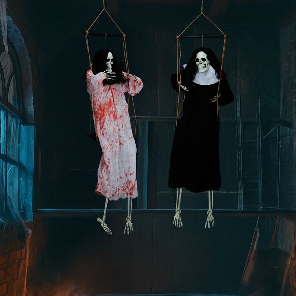 Haunting Ghostly Duo - Halloween Yard Decor with Illuminated Eyes and Frightening Design - Winima