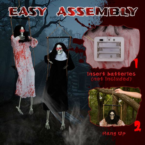Haunting Ghostly Duo - Halloween Yard Decor with Illuminated Eyes and Frightening Design - Winima