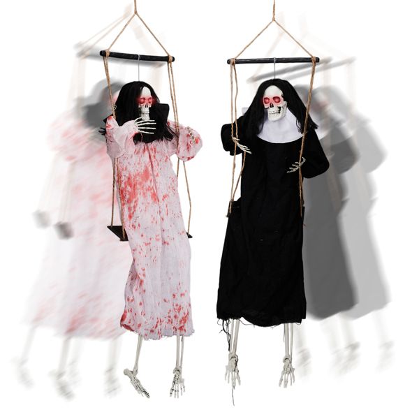 Haunting Ghostly Duo - Halloween Yard Decor with Illuminated Eyes and Frightening Design - Winima
