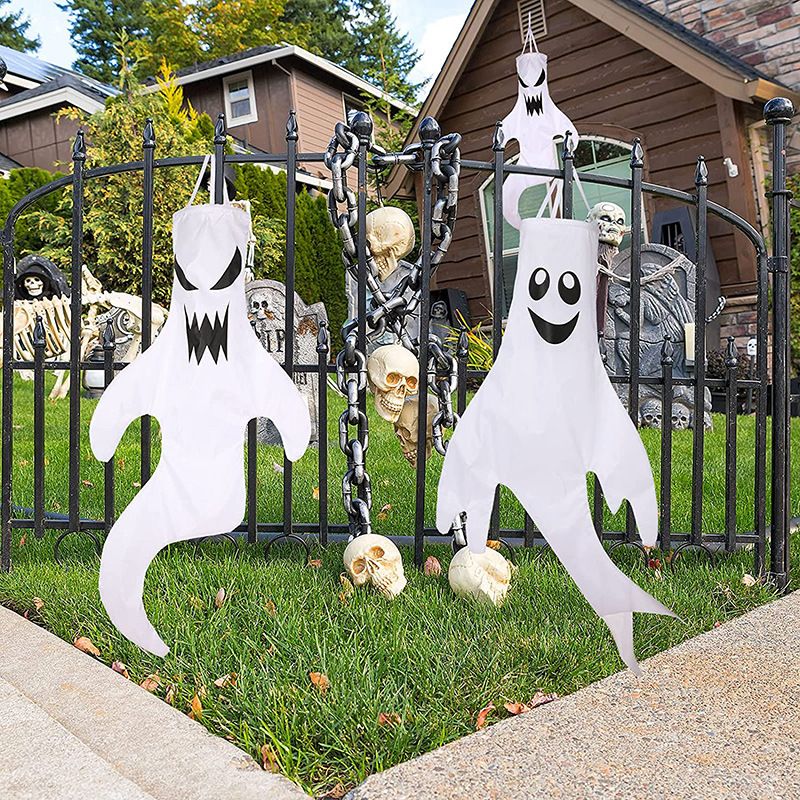 Glowing Halloween Ghost and Witch Hat Outdoor Strings - Lighted Yard Decor for Spooky Parties - Winima