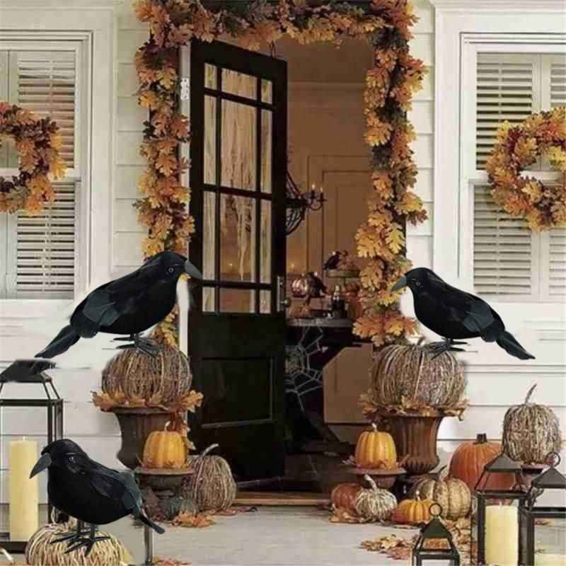 Halloween Black Crow Prop - Scary Raven Model for Party Decor - Winima