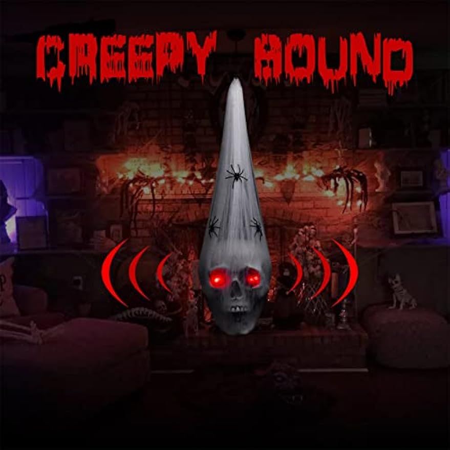 Spooky Voice-Activated Halloween Skeleton Decor with Red LED Eyes & Fake Spider - Winima