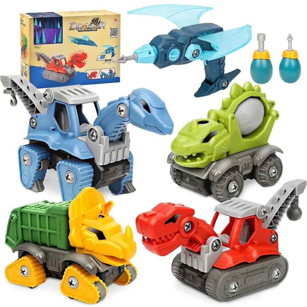 Dinosaur Take Apart Toy Set with Electric Drill - 5 Pack Construction Fun for Kids