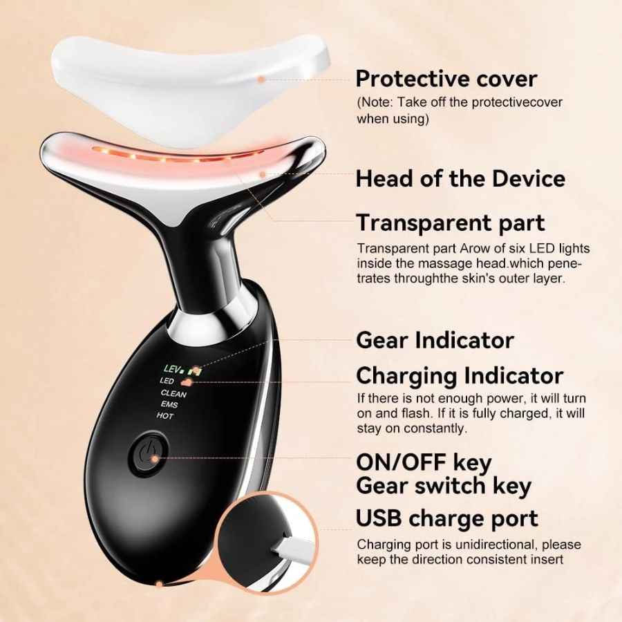 Face and Neck Massager in 3 Colors EMS Beauty Device Lifting Tighten Facial Massagers Wrinkle Remover Reduce Double Chin Devices for Women - Winima