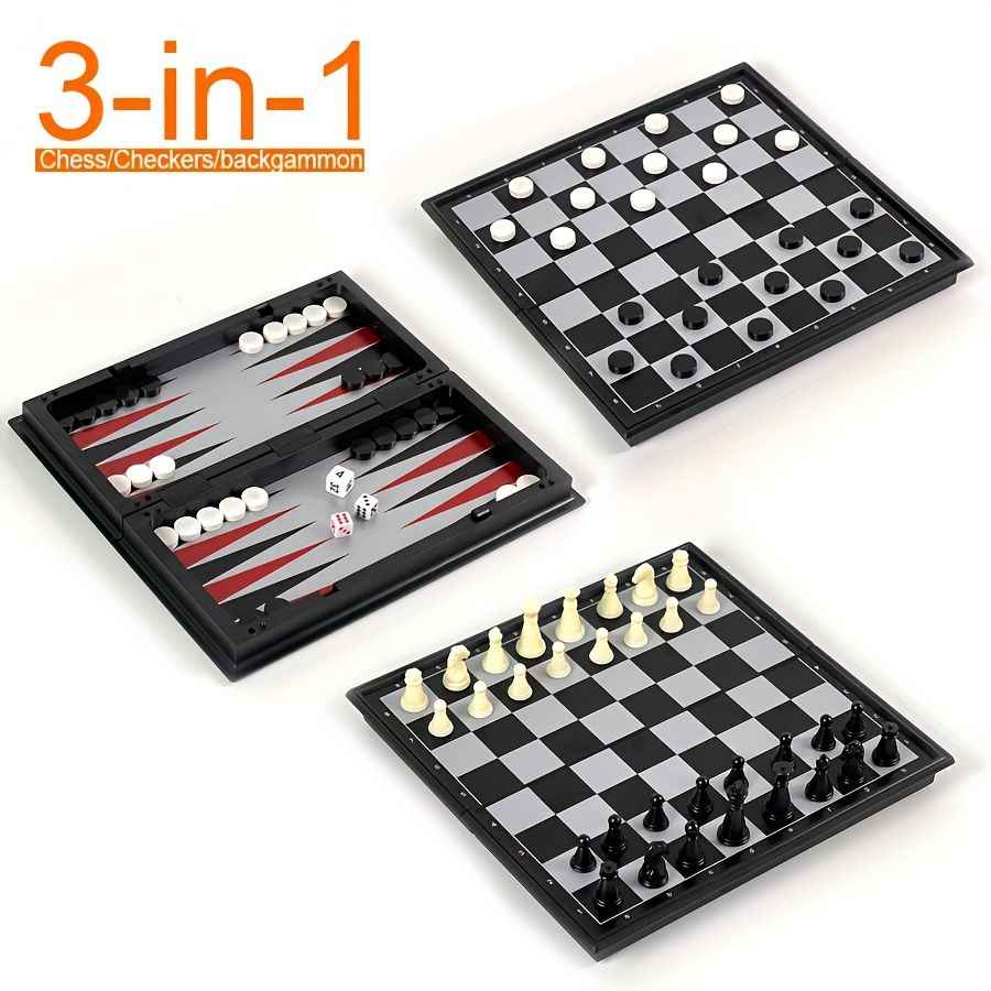3 In 1 Magnetic Travel Chess Game, Foldable Portable Chess Board Game for Kids, Entertaining Road Trip Toys, Travel Games, and Desktop Toys Perfect Gift for Birthday, Christmas, Thanksgiving