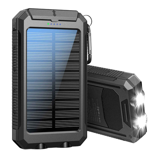 Solar Powered Portable Power Bank with USB-C Port Mobile Battery Pack for Phone - Winima