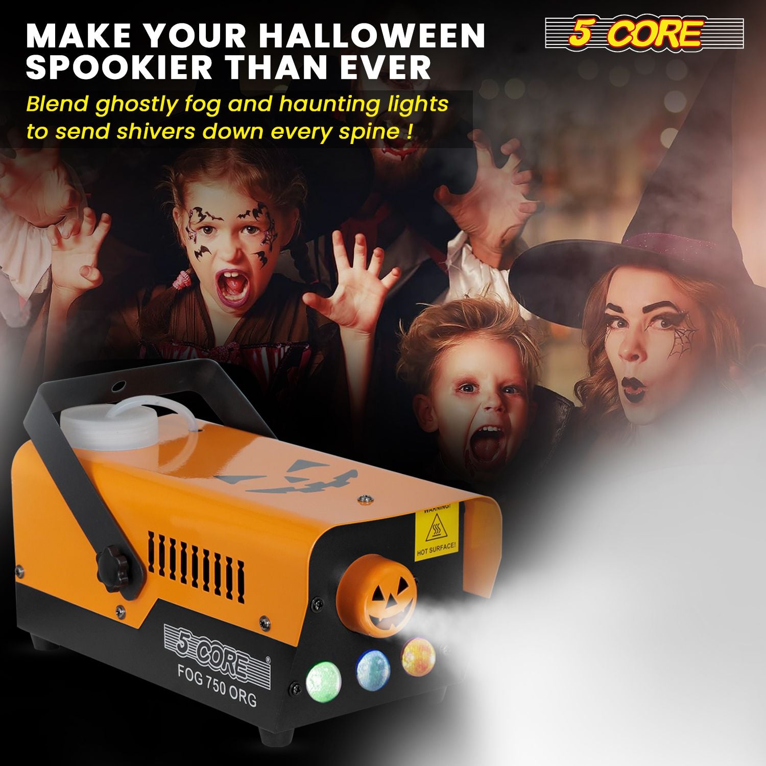 Ultimate 750W Fog Smoke Machine with RGB LED Effects for Halloween & Parties - Winima