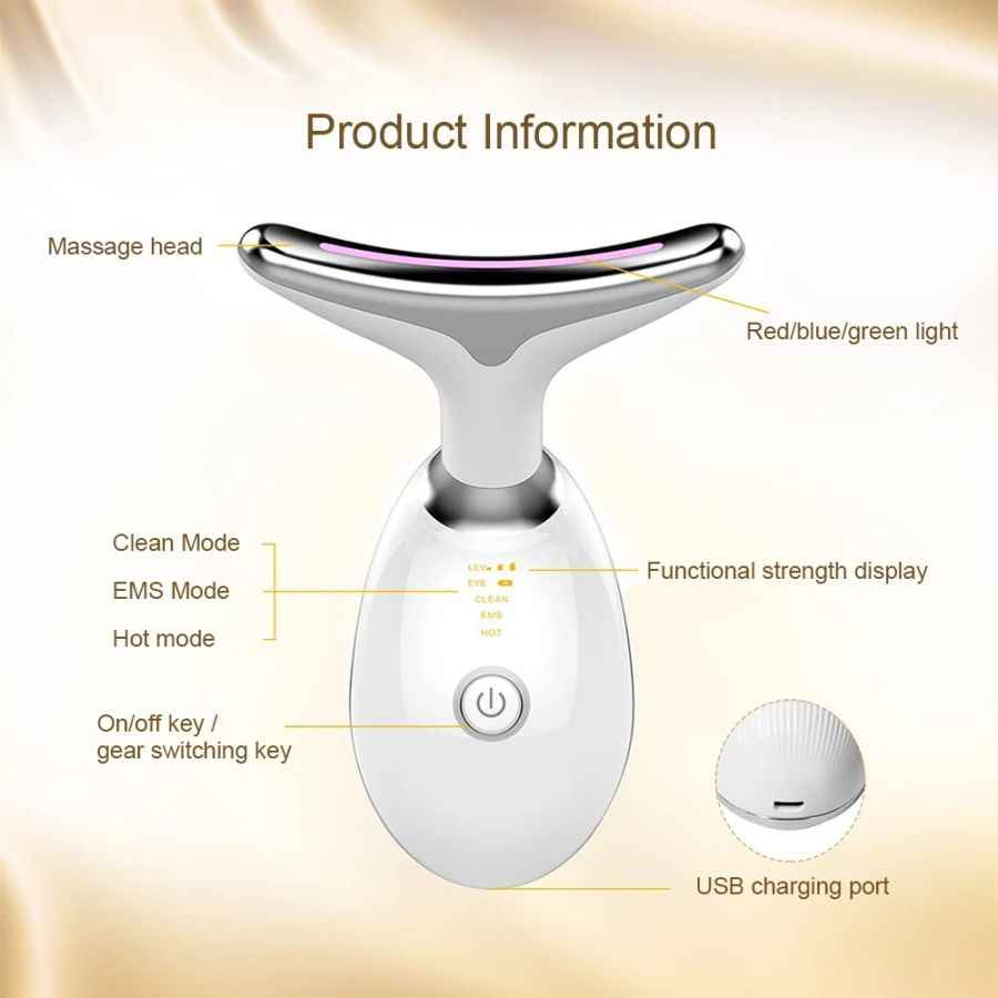 Face and Neck Massager in 3 Colors EMS Beauty Device Lifting Tighten Facial Massagers Wrinkle Remover Reduce Double Chin Devices for Women - Winima