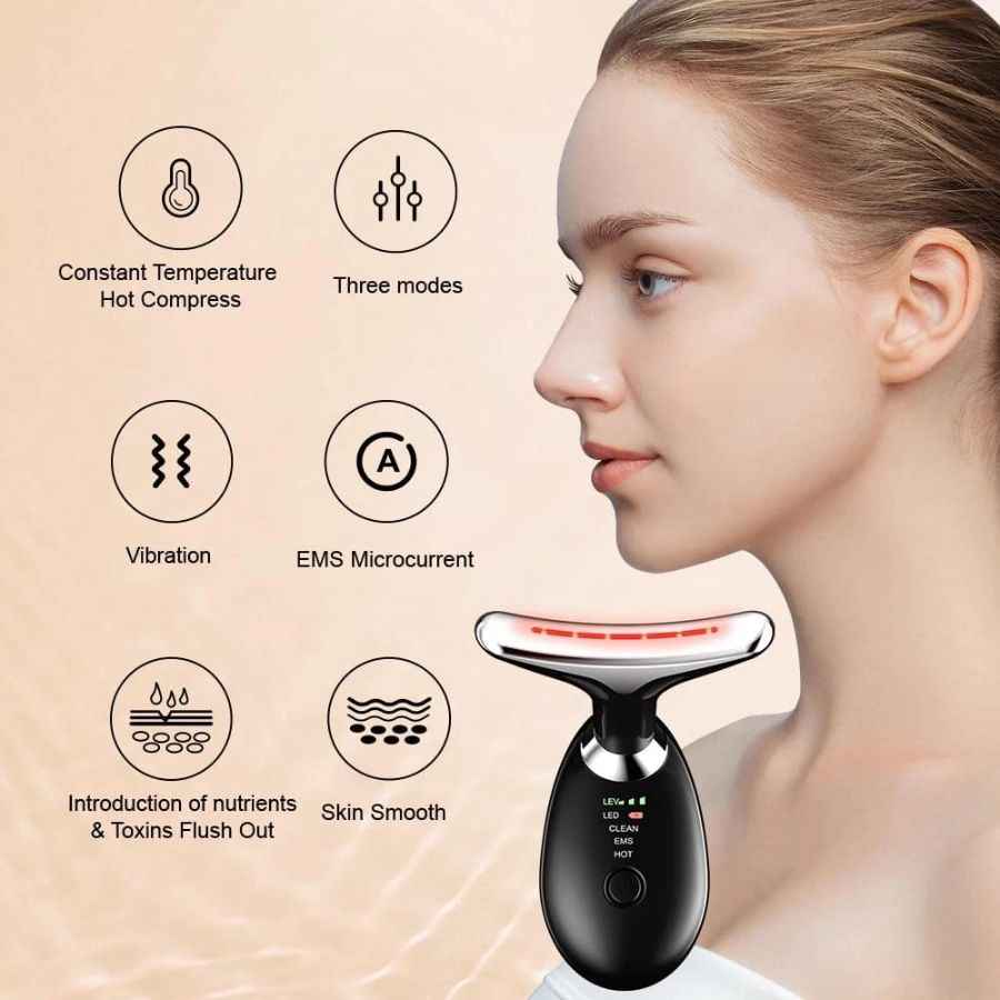 Face and Neck Massager in 3 Colors EMS Beauty Device Lifting Tighten Facial Massagers Wrinkle Remover Reduce Double Chin Devices for Women - Winima