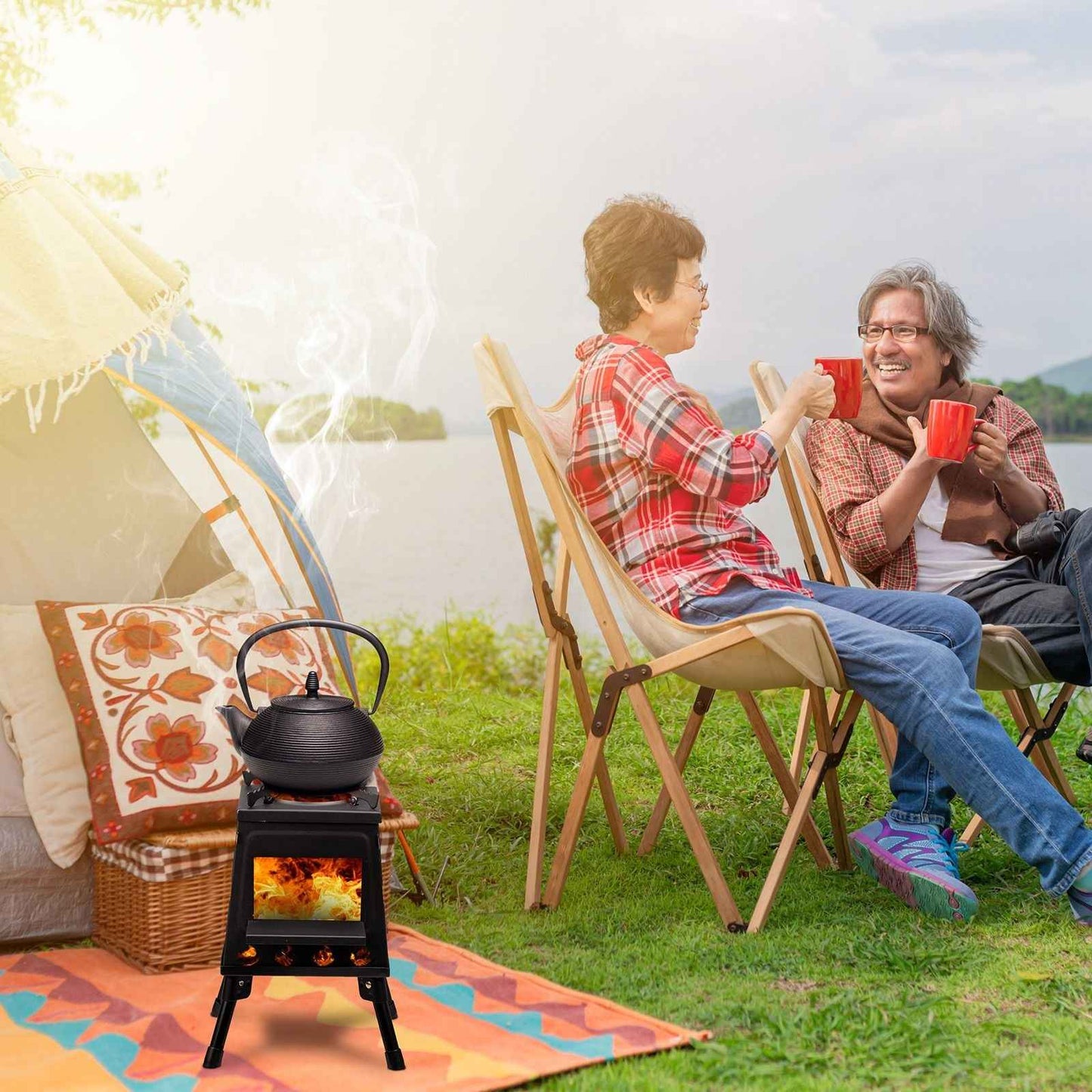 Portable Camping Stove with Detachable Black Iron Panels - Winima