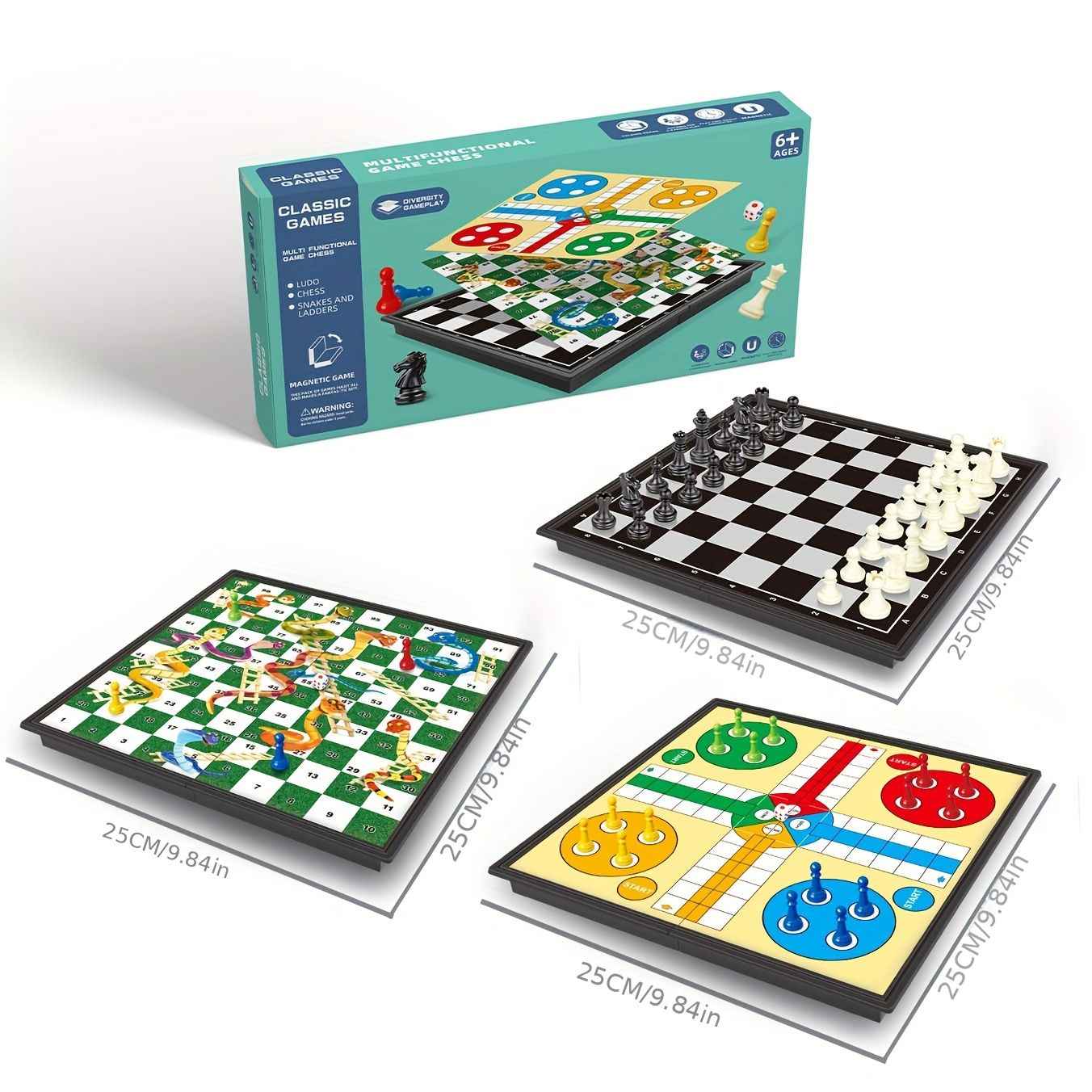 3 In 1 Magnetic Travel Chess Game, Foldable Portable Chess Board Game for Kids, Entertaining Road Trip Toys, Travel Games, and Desktop Toys Perfect Gift for Birthday, Christmas, Thanksgiving