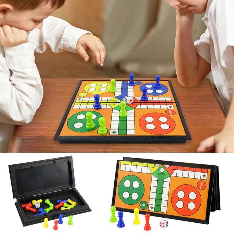 3 In 1 Magnetic Travel Chess Game, Foldable Portable Chess Board Game for Kids, Entertaining Road Trip Toys, Travel Games, and Desktop Toys Perfect Gift for Birthday, Christmas, Thanksgiving