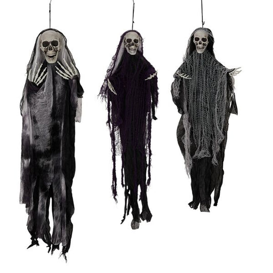 3 Pack Hanging Halloween Skeleton Ghosts Decorations, Grim Reapers for Best Halloween Outdoor Decorations - Winima