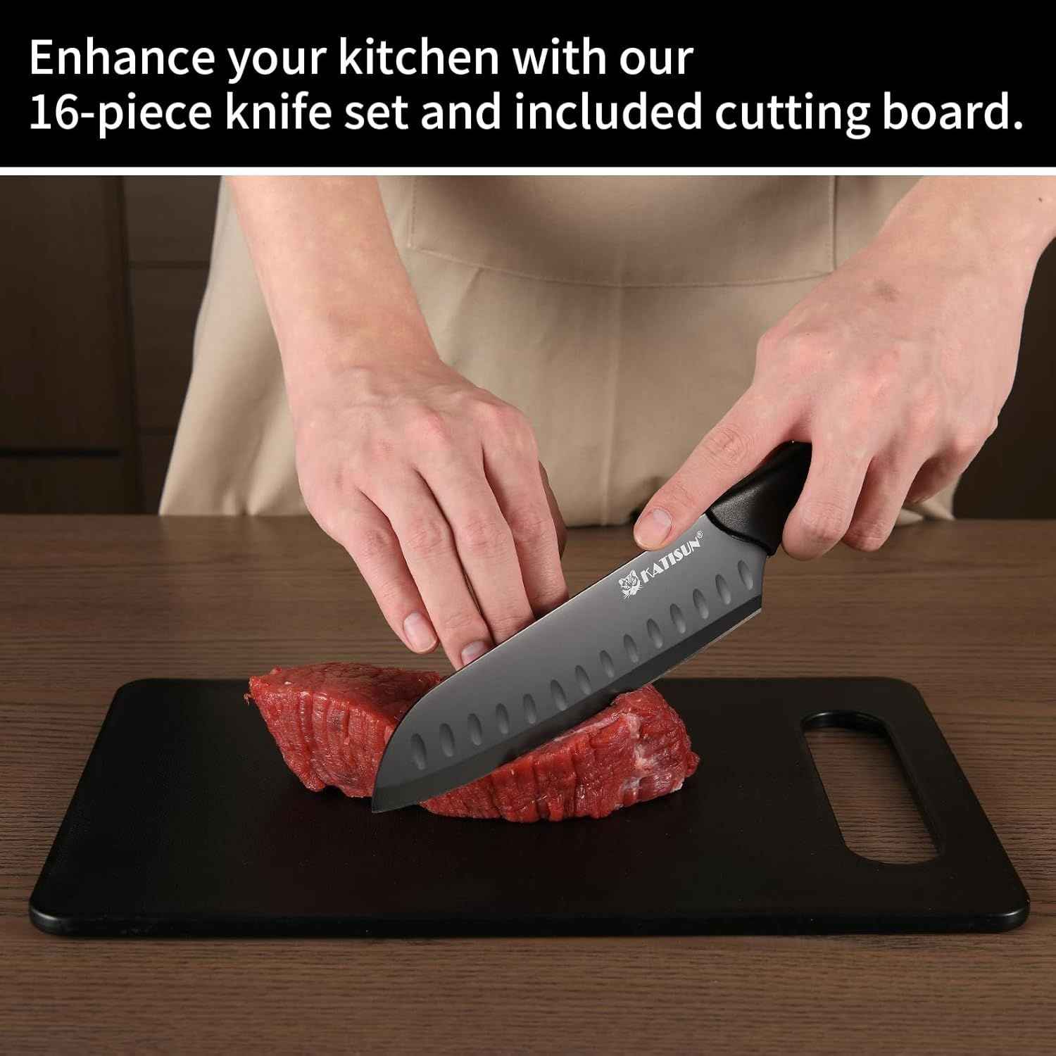 Kitchen Knife Block Set with Cutting Board - Winima