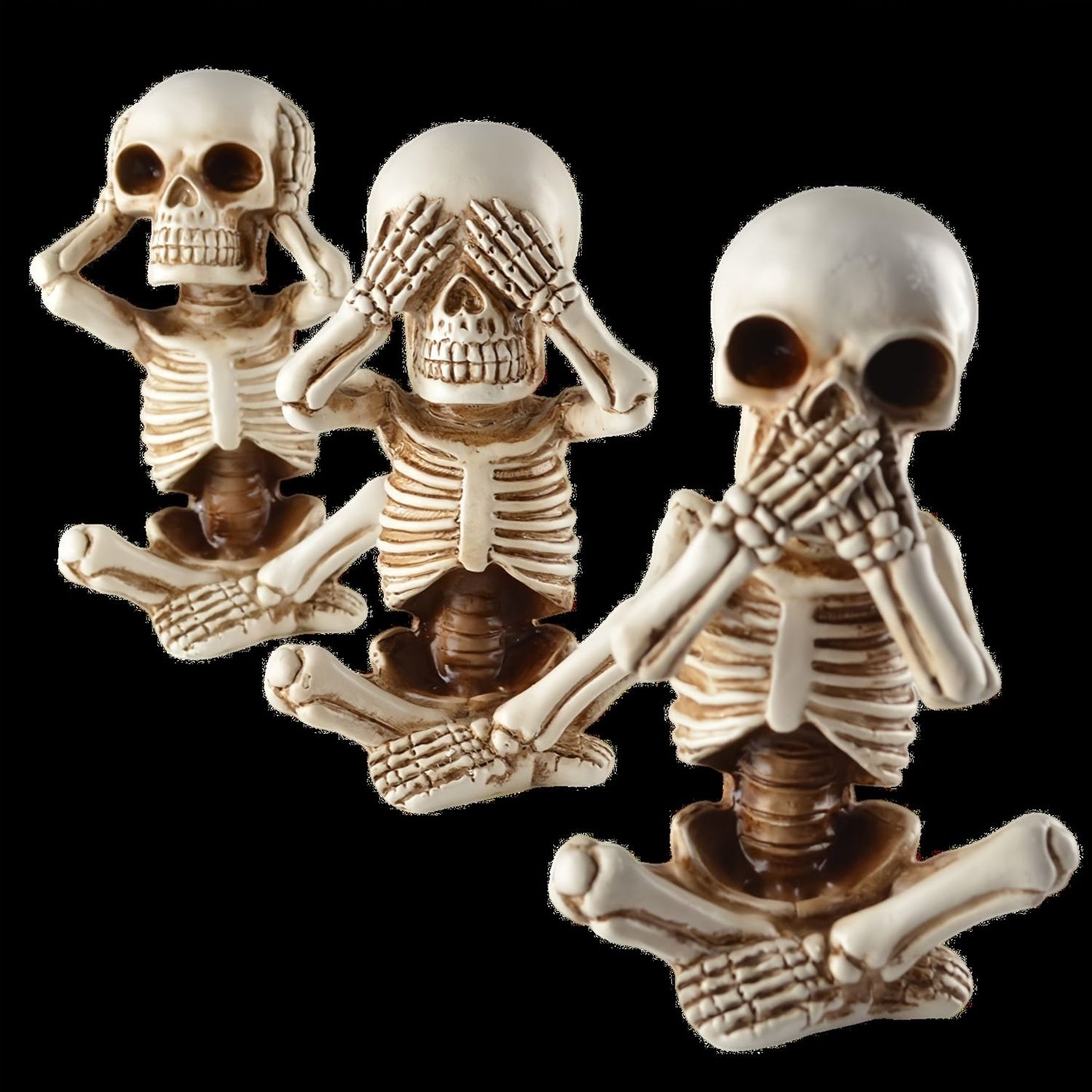 Set of 3 Unique Skeleton Statues - Halloween Decorative Figurines for Home and Office - Winima