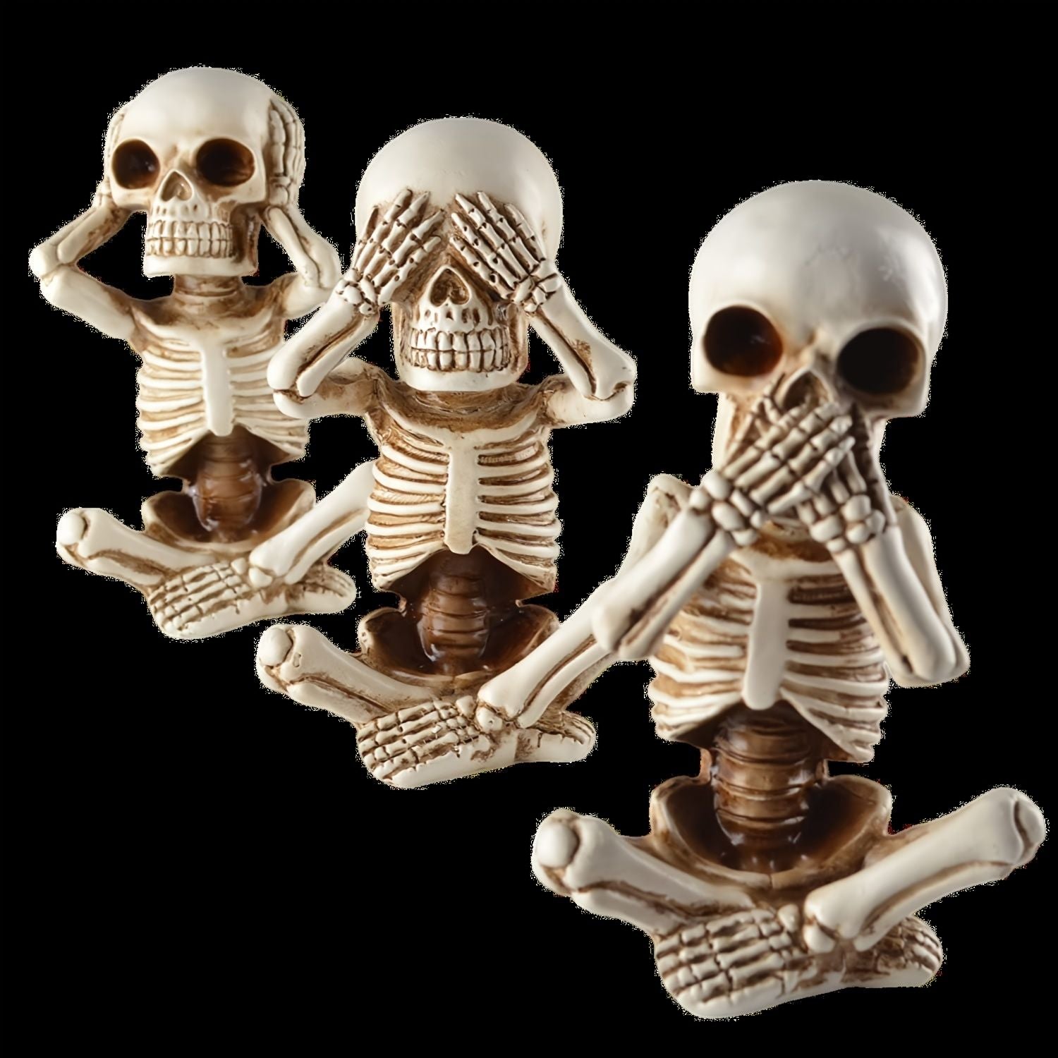 Set of 3 Unique Skeleton Statues - Halloween Decorative Figurines for Home and Office - Winima