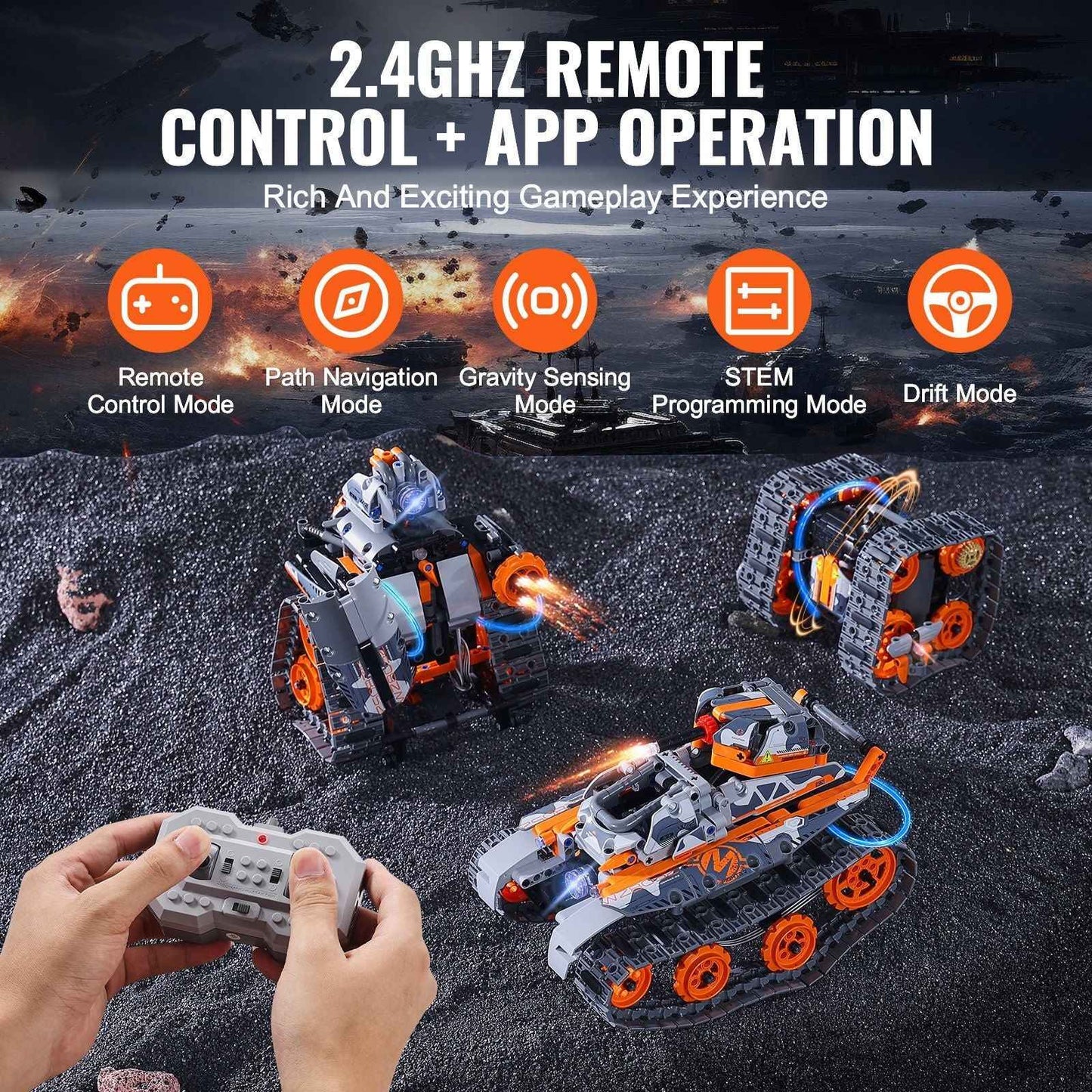 Kids STEM Robotics Set: 5-in-1 Remote Control Cars and Robots - 554 PCS Educational Toy